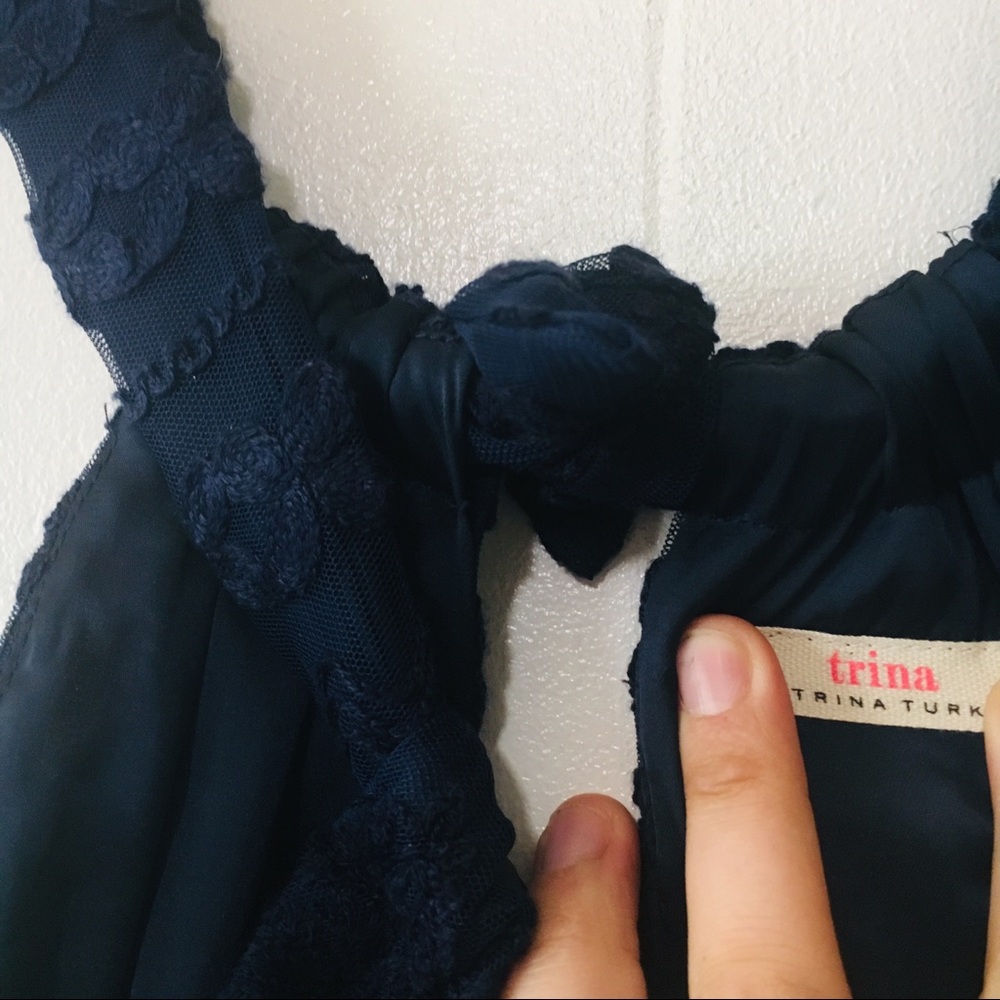 • BUNDLED // trina turk navy tie-back halter lace dress • - Picture 4 of 7